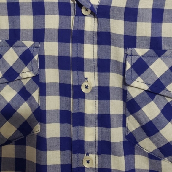 50% off forever 21 gingham blue button up long - Picture 4 of 7